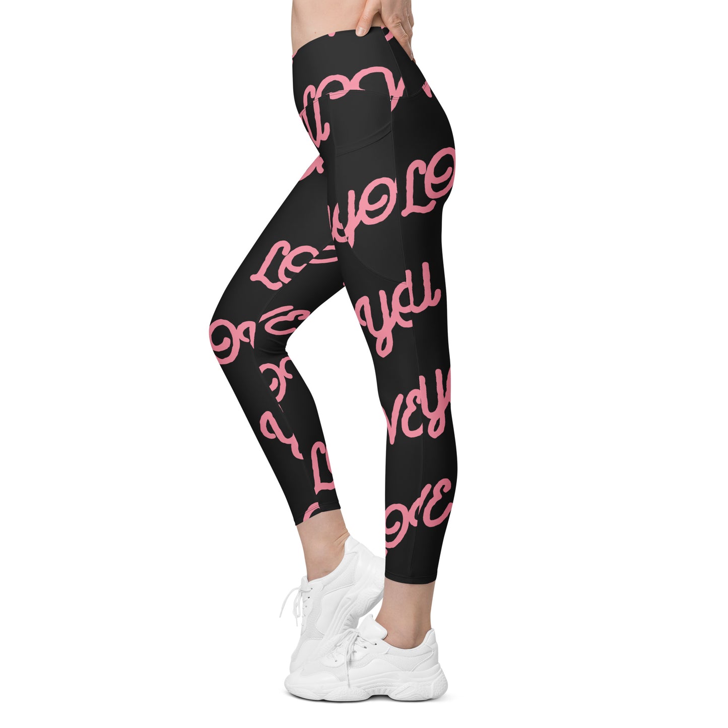 Love You Women's Recycled Crossover Leggings With Pockets - FLAKOUT