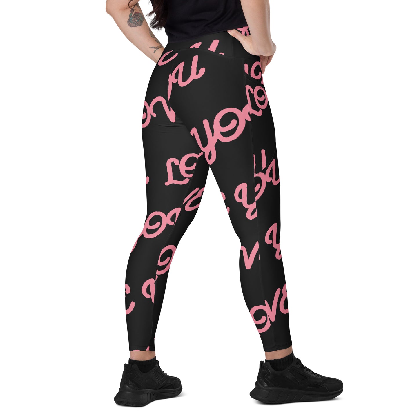 Love You Women's Recycled Crossover Leggings With Pockets - FLAKOUT