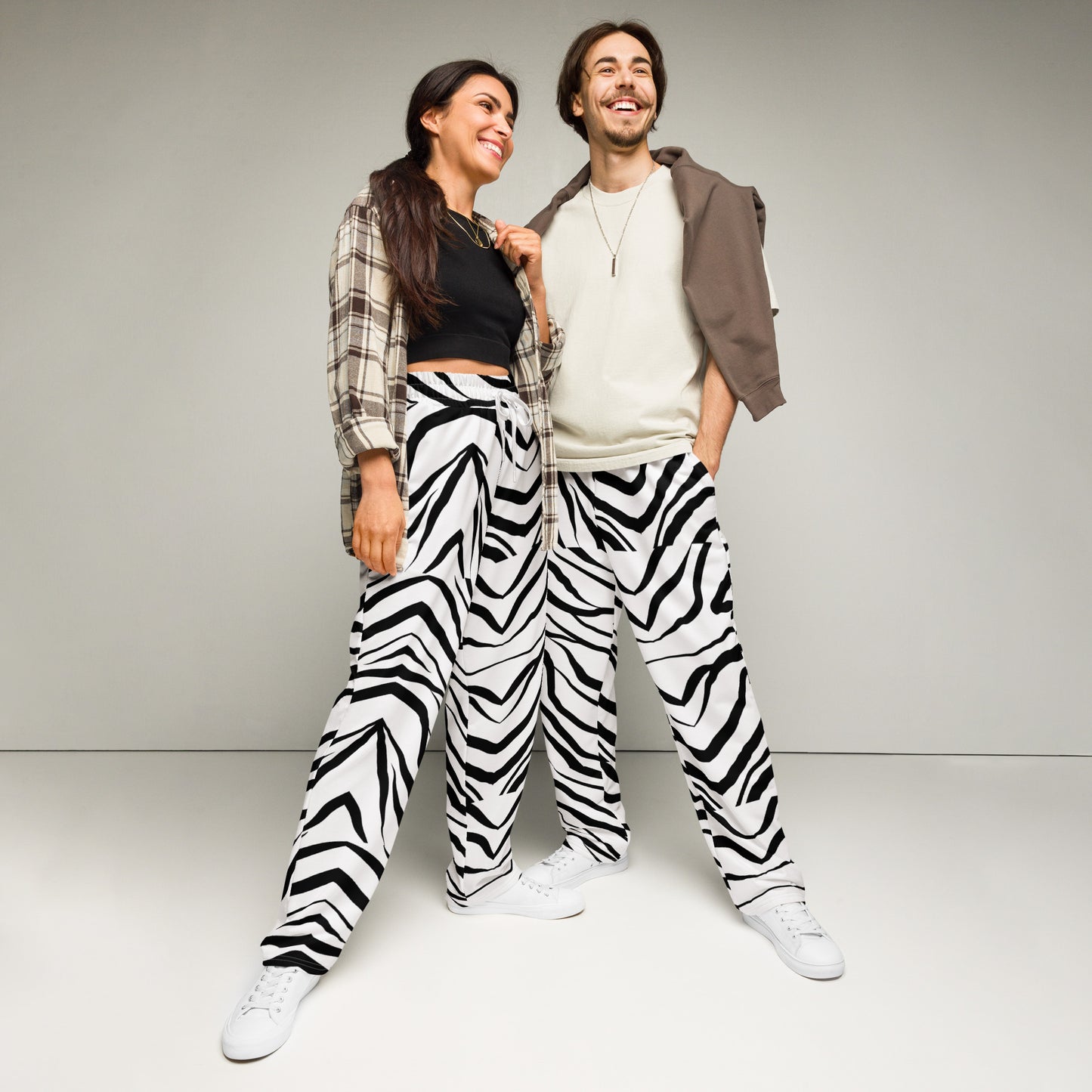 Striped Zebra Vibrance Unisex Wide-leg Recycled Joggers - FLAKOUT