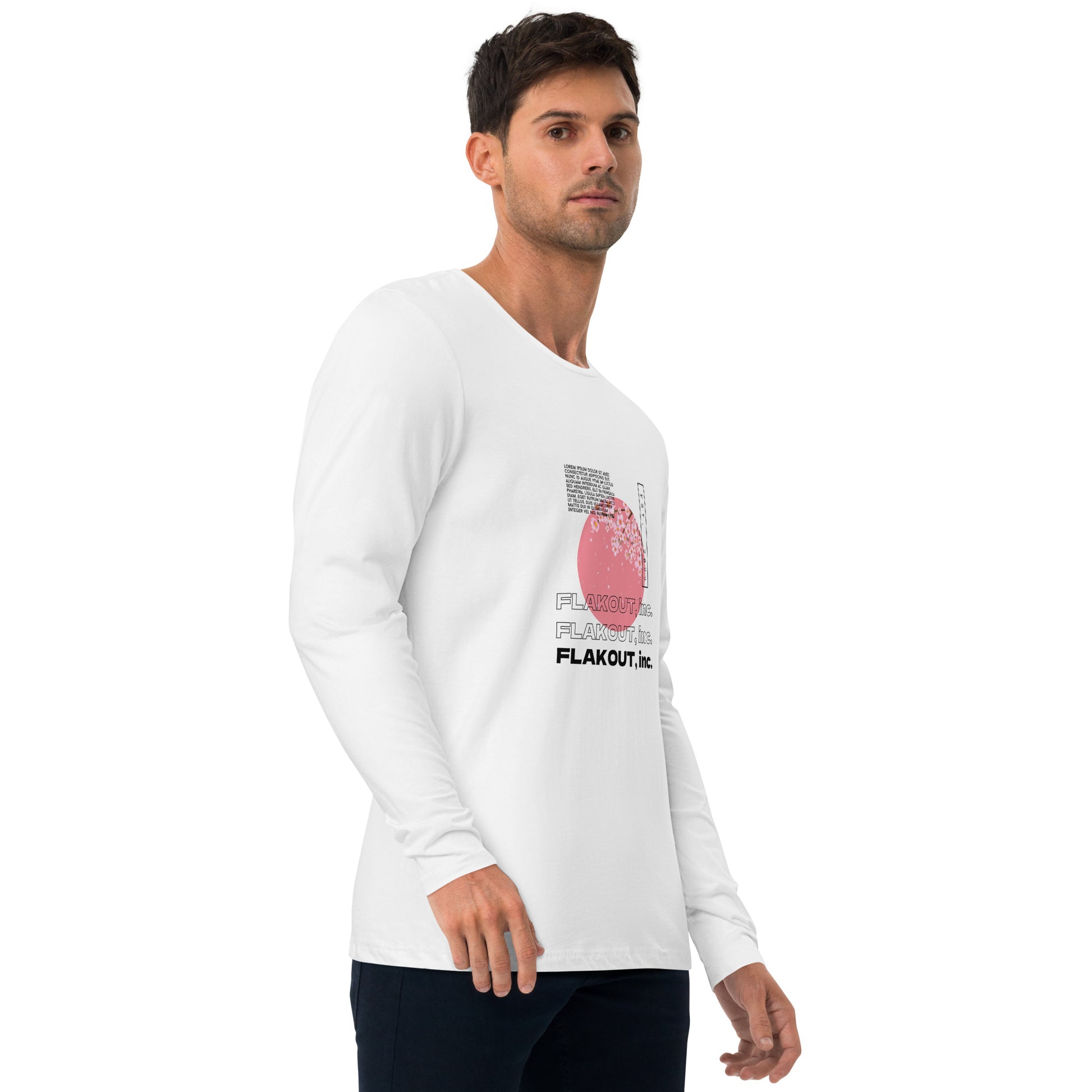 Zen Blossom Long Sleeve Fitted Crew Neck Tee - FLAKOUT