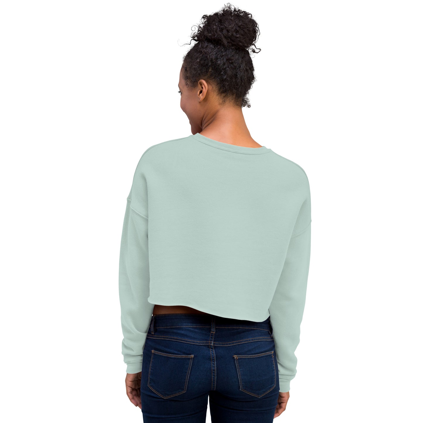 Vivid Existence Live Your Life Women's Crop Sweatshirt - Dusty Blue - FLAKOUT