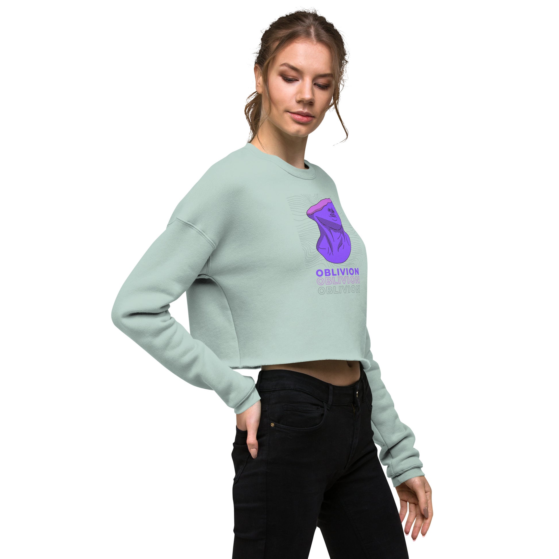 Violet Veil Of Oblivion Women's Crop Sweatshirt - Dusty Blue - FLAKOUT